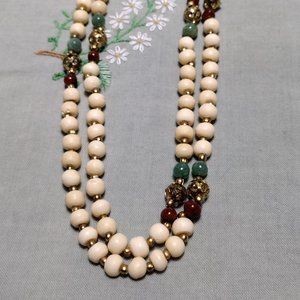 Double Strand Bone Bead Necklace